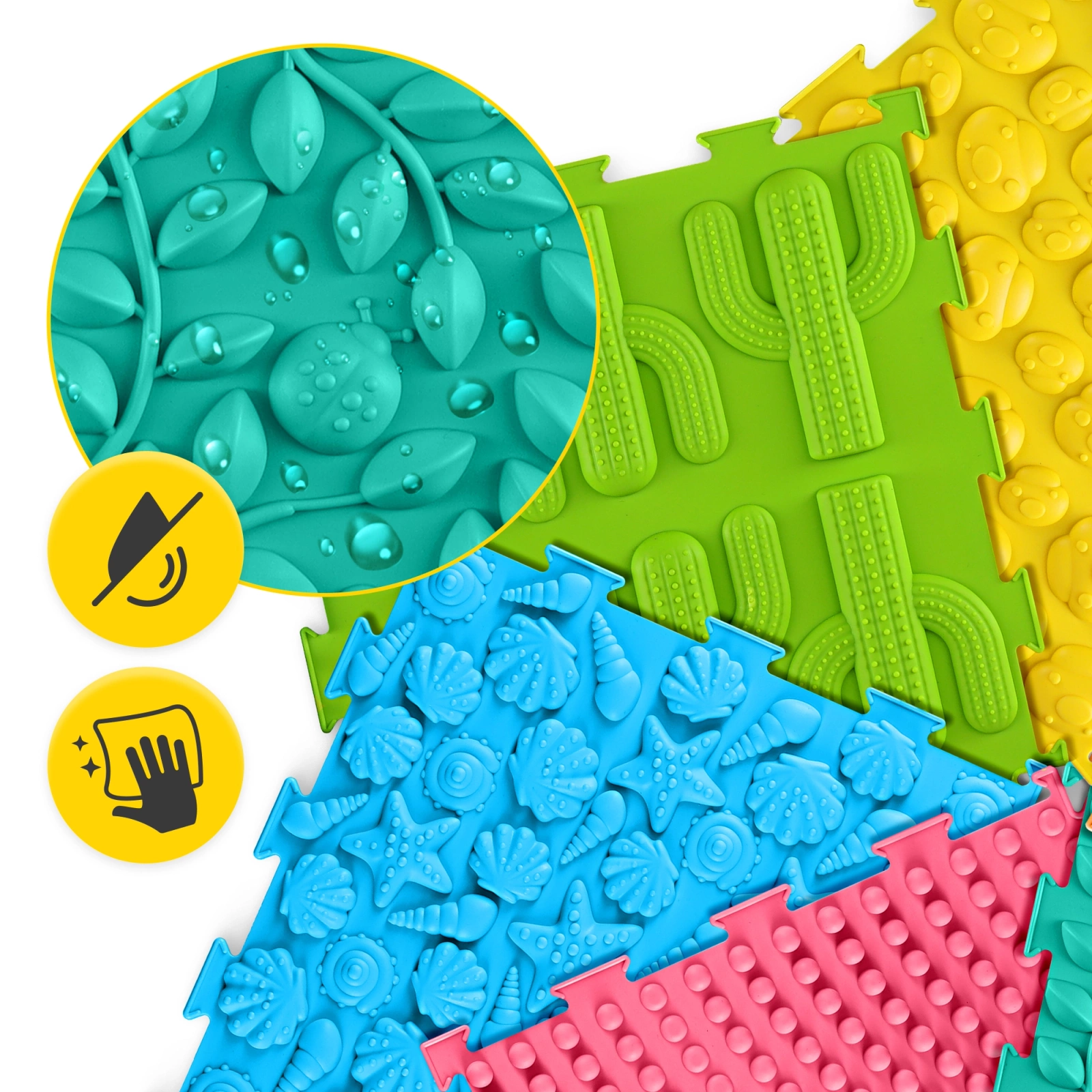 Senzorické puzzle podložky 6 ks 24 x 24 x 1 cm