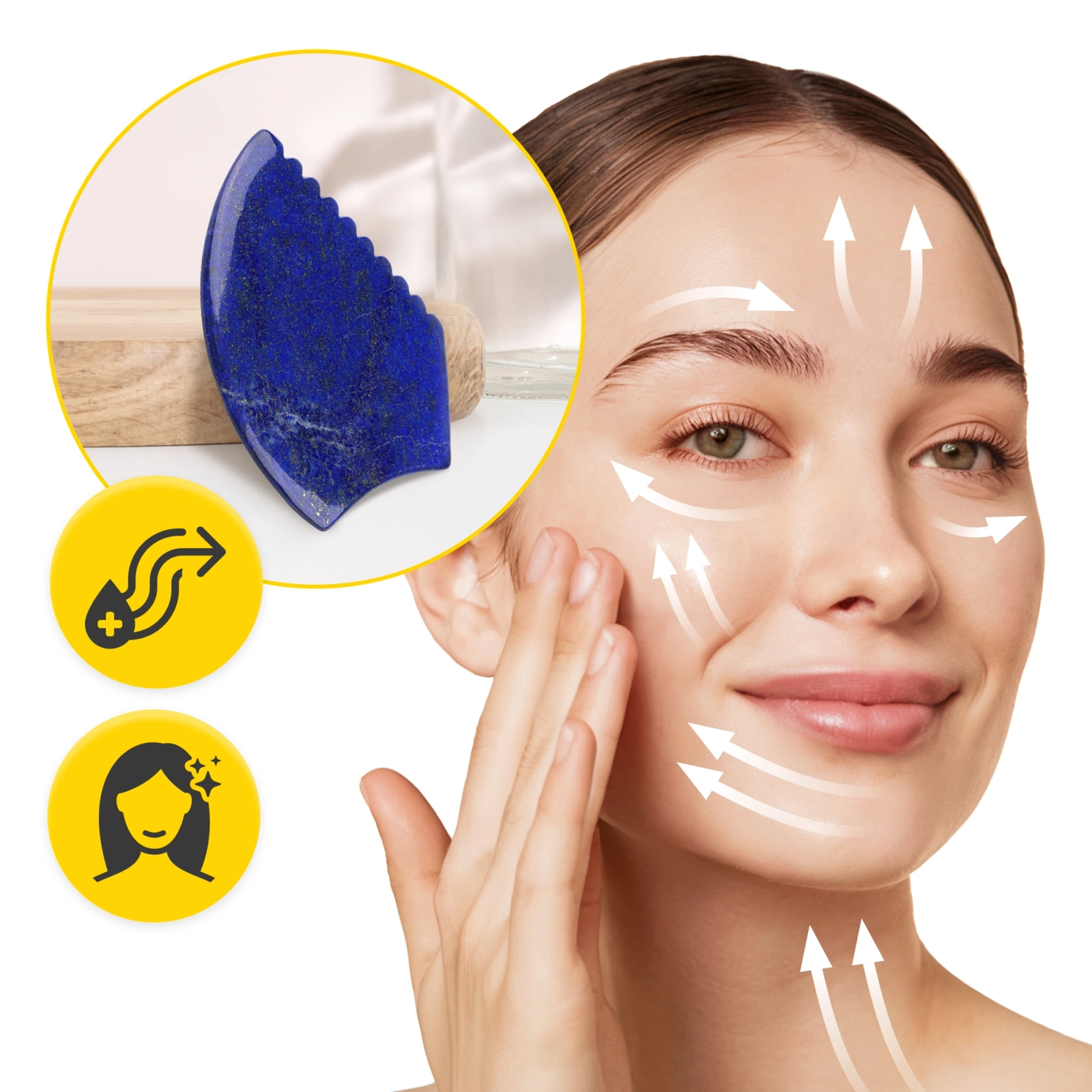 Karbowany kamień Gua Sha z naturalnego lazurytu