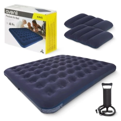 Materac dmuchany dwuosobowy Avenli 203 x 183 x 22 cm z pompką i poduszkami