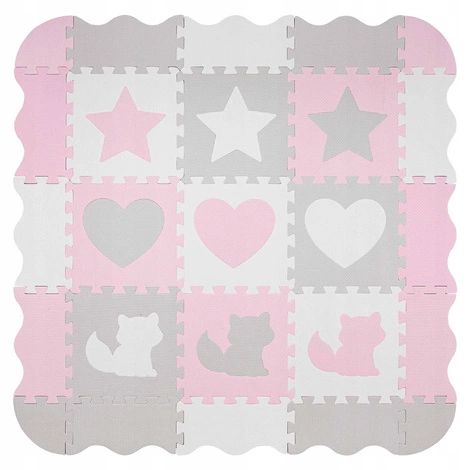 Mata edukacyjna dla dzieci puzzle 120 x 120 cm różowa