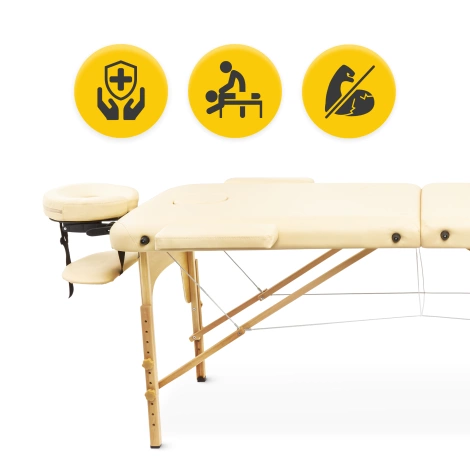 Stół do masażu drewniany z regulacją blatu 60 cm beżowy