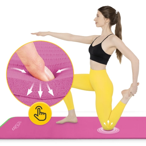 Mata do ćwiczeń fitness i jogi NBR 180 × 60 × 1,5 cm różowa