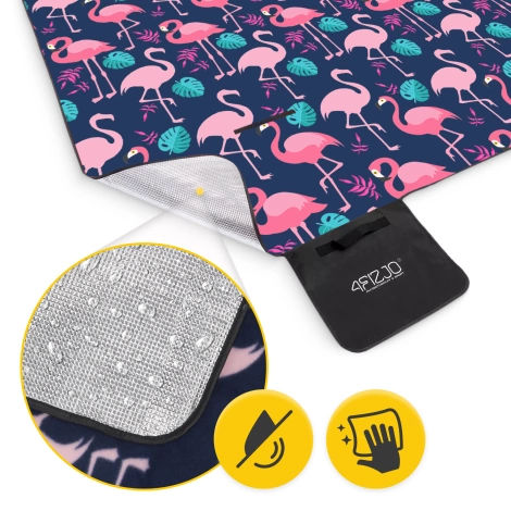 Koc piknikowy plażowy z izolacją 200 x 200 cm flamingi