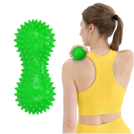 Podwójna piłka sensoryczna do masażu zielona