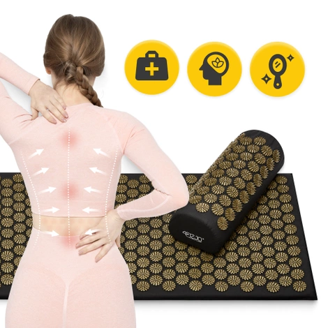 Duża mata do akupresury z poduszką klasyczna XL czarna