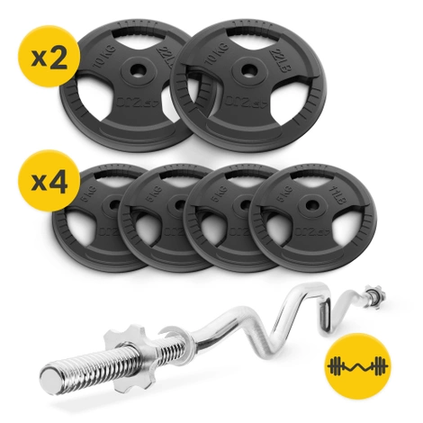 Zestaw kulturystyczny żeliwny 40 kg + gryf mocno łamany 120 cm