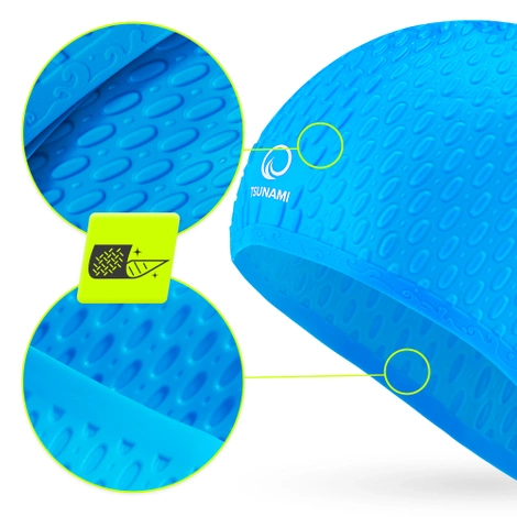 Czepek na basen damski TSUNAMI TEXTURE niebieski