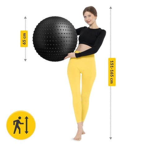 Piłka rehabilitacyjna z kolcami 65 cm czarna