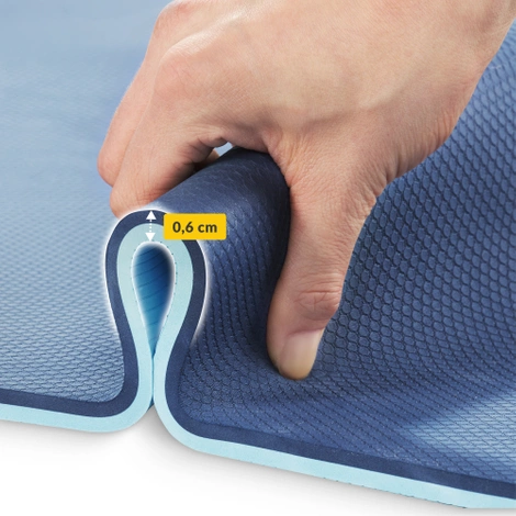 Mata do ćwiczeń i jogi antypoślizgowa TPE 0,6 cm granatowa
