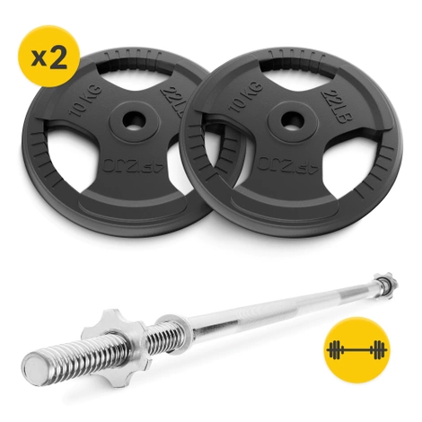 Zestaw kulturystyczny żeliwny 20 kg + gryf prosty 180 cm