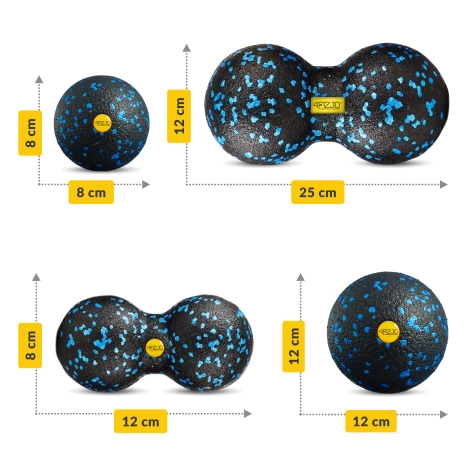 Wałek i piłki do rollowania i masażu EPP zestaw 6 szt. niebieski