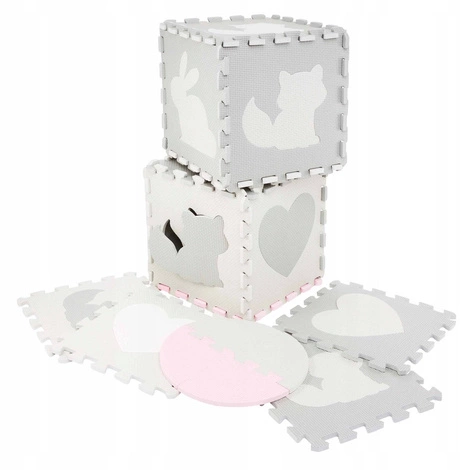 Mata edukacyjna dla dzieci puzzle 120 x 120 cm różowa