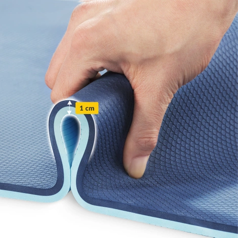 Mata do ćwiczeń i jogi antypoślizgowa TPE 1 cm granatowa