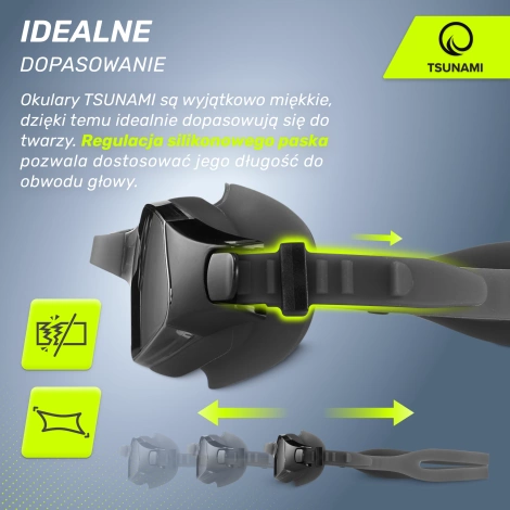 Okulary do pływania TSUNAMI czarne
