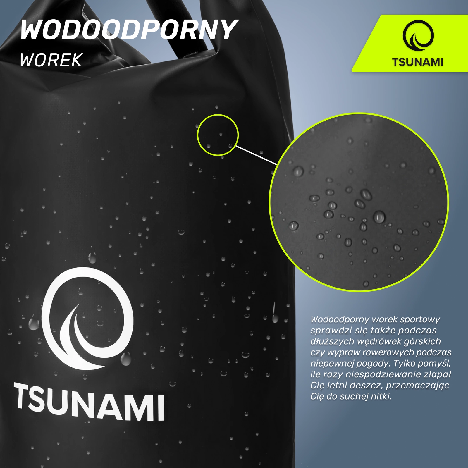 sportowy wodoodporny worek tsunami czarny