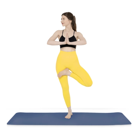 Mata do ćwiczeń i jogi antypoślizgowa TPE 0,6 cm granatowa