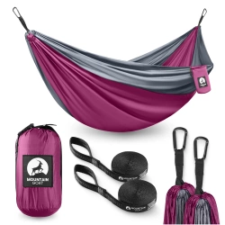 Hamak turystyczny dwuosobowy Mountain Goat szaro-różowy