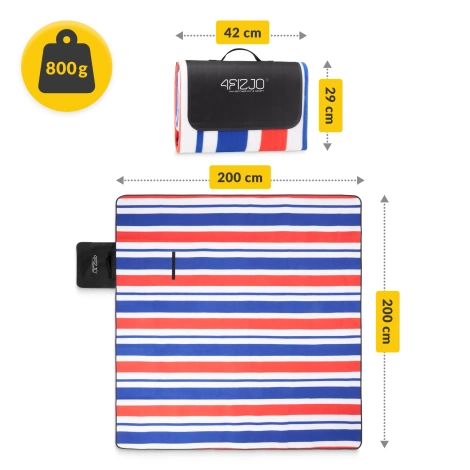 Koc piknikowy plażowy z izolacją 200 x 200 cm paski