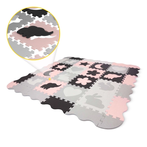 Mata edukacyjna dla dzieci puzzle 150 x 150 cm różowa