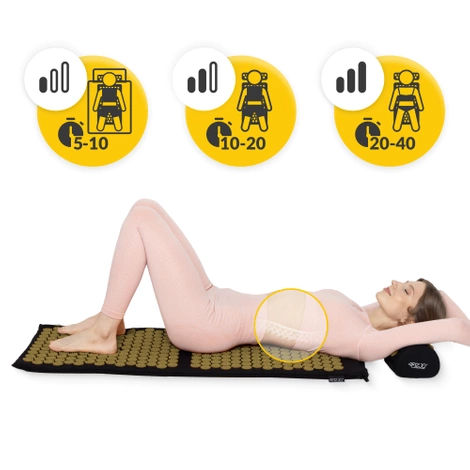 Duża mata do akupresury z poduszką klasyczna XL czarna