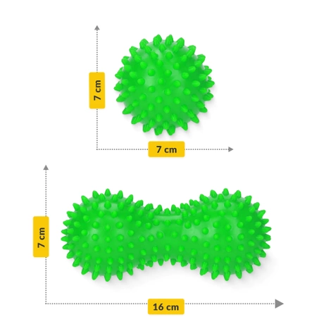 Podwójna piłka sensoryczna do masażu zielona