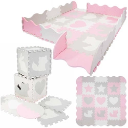 Mata edukacyjna dla dzieci puzzle 120 x 120 cm różowa