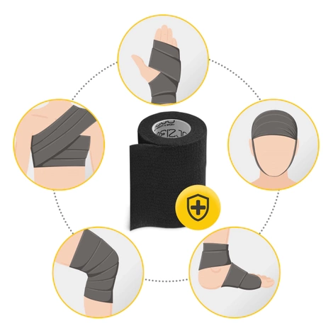 Bandaż kohezyjny samoprzylepny 4,5 m × 10 cm czarny