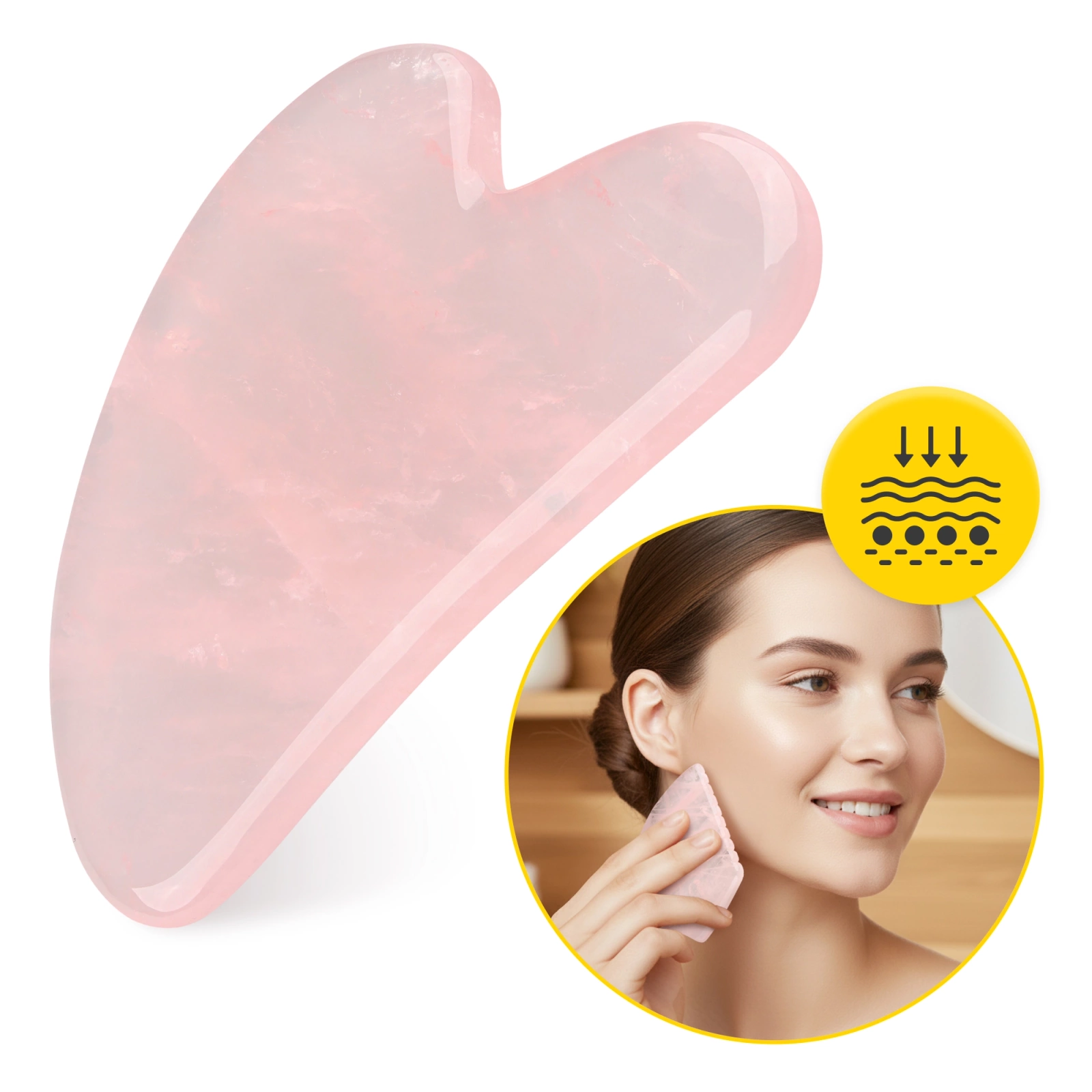 Klasyczny kamień Gua Sha z naturalnego różowego kwarcu