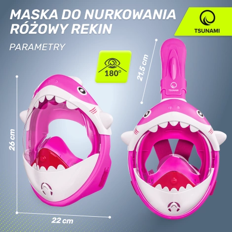 Maska do nurkowania dla dzieci TSUNAMI SHARK różowa