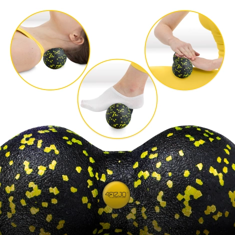 Wałek i piłki do rollowania i masażu EPP zestaw 6 szt. żółty