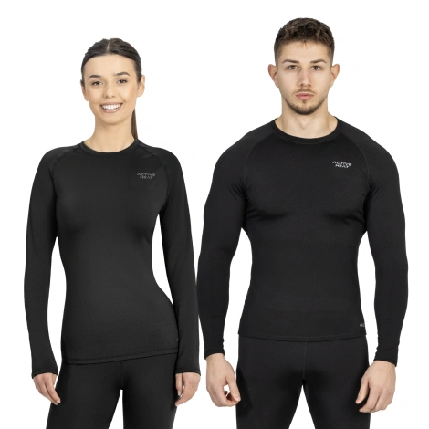 Koszulka termiczna unisex z długim rękawem - czarna, rozmiar XXL