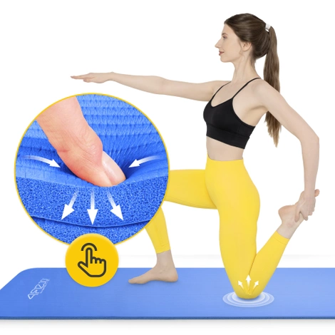 Mata do ćwiczeń fitness i jogi NBR 180 × 60 × 1 cm granatowa