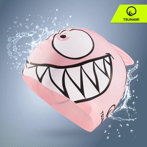 Czepek na basen dla dzieci TSUNAMI SHARK różowy