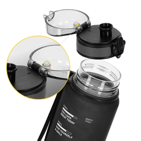 Butelka sportowa na wodę 650 ml czarna