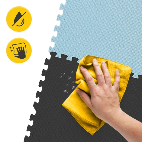 Mata edukacyjna dla dzieci puzzle 180 x 180 cm błękitna