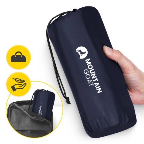 Dmuchany materac turystyczny jednoosobowy Mountain Goat granatowy