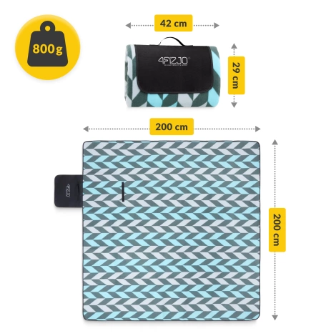 Koc piknikowy plażowy z izolacją 200 x 200 cm jodełka