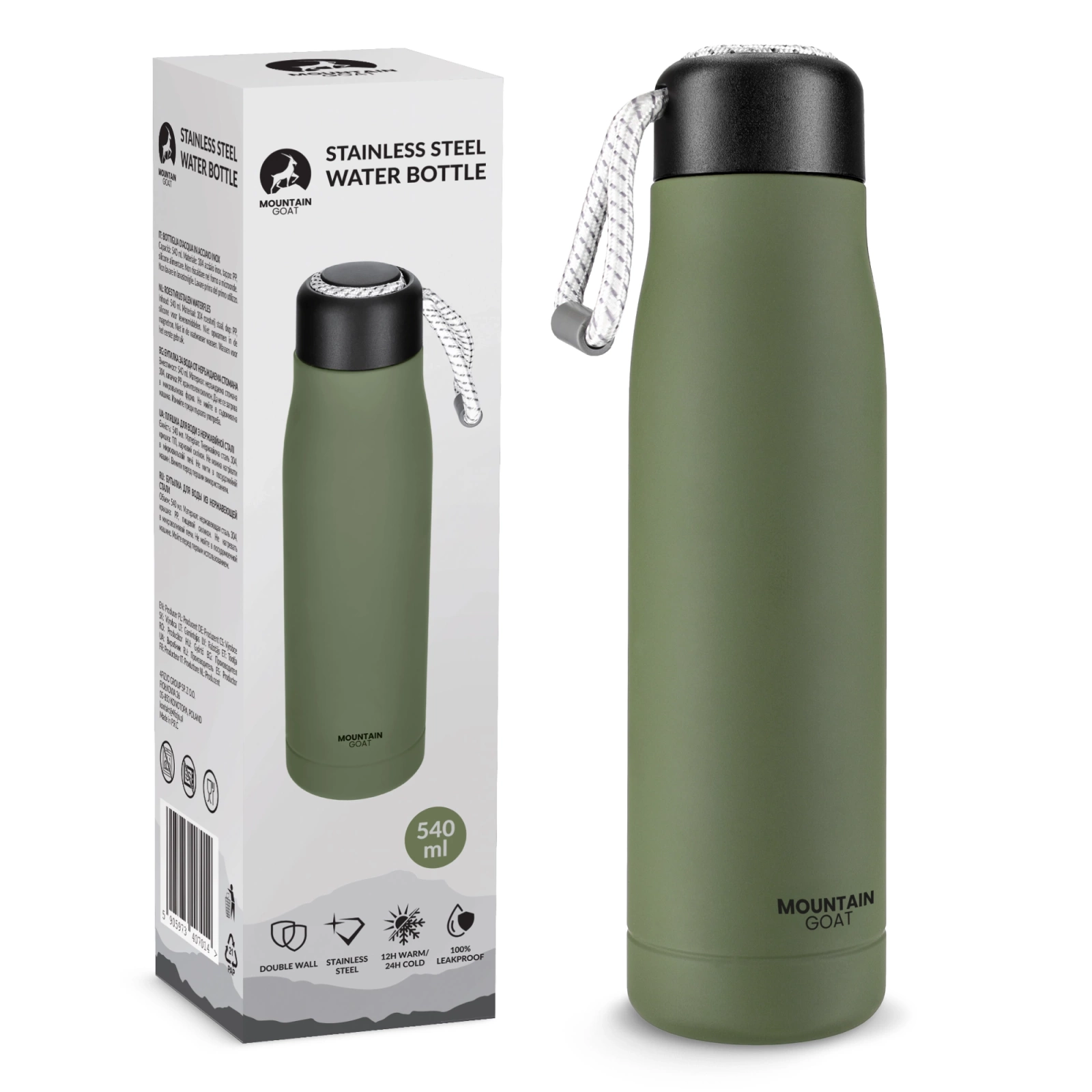 Butelka próżniowa 540 ml z paskiem – zielona