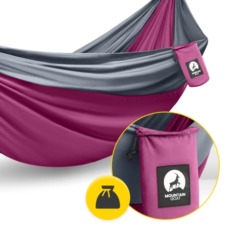 Hamak turystyczny dwuosobowy Mountain Goat szaro-różowy