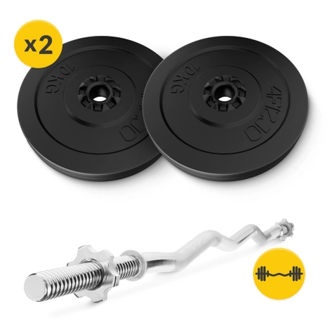 Zestaw kulturystyczny bitumiczny 20 kg + gryf lekko łamany 120 cm