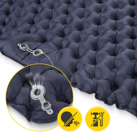 Dmuchany materac turystyczny dwuosobowy samopompujący Mountain Goat granatowy