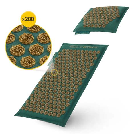 ECO Mata do akupresury z łuskami gryki i kokosem zielona