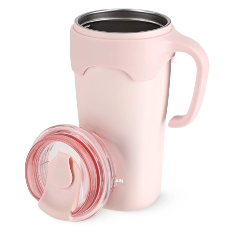 Kubek termiczny ze słomką 650 ml różowy