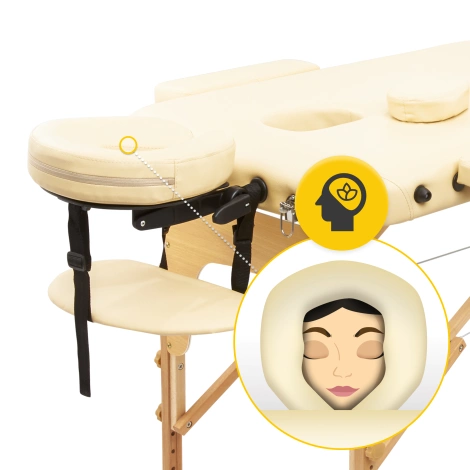 Stół do masażu drewniany z regulacją blatu 60 cm beżowy