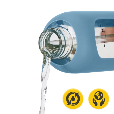 Butelka szklana na wodę 750 ml niebieska