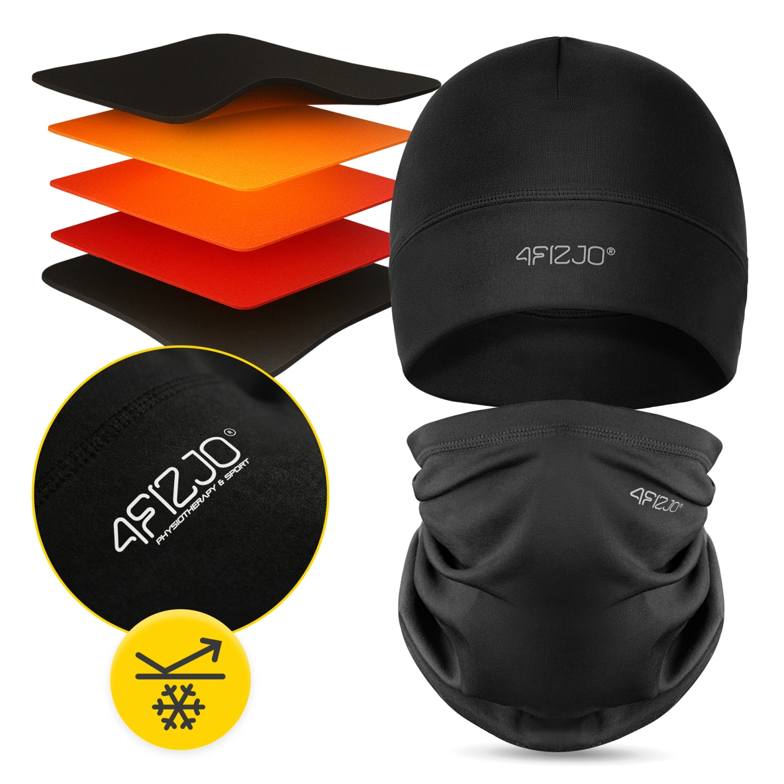 Zestaw termiczny czapka i komin - czarny