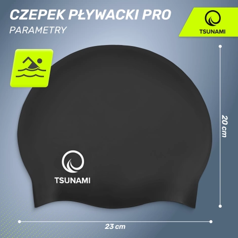 Czepek na basen unisex TSUNAMI PRO czarny