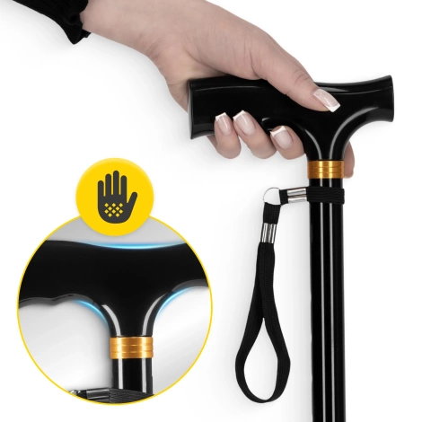 Składana laska z drewnianą rączką