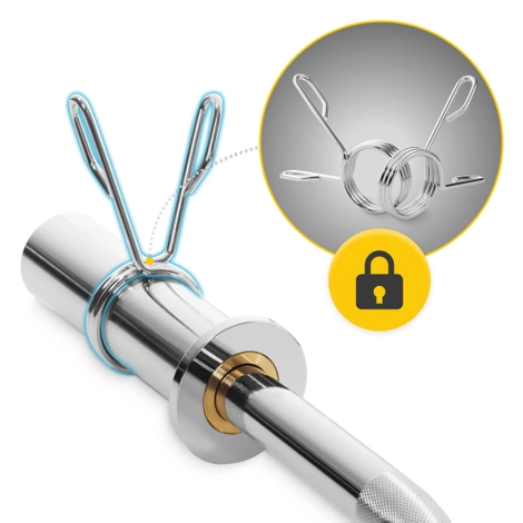 Gryf olimpijski lekko łamany 120 cm z łożyskami - 10 kg