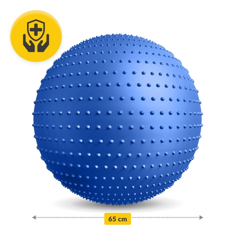 Piłka rehabilitacyjna z kolcami 65 cm niebieska